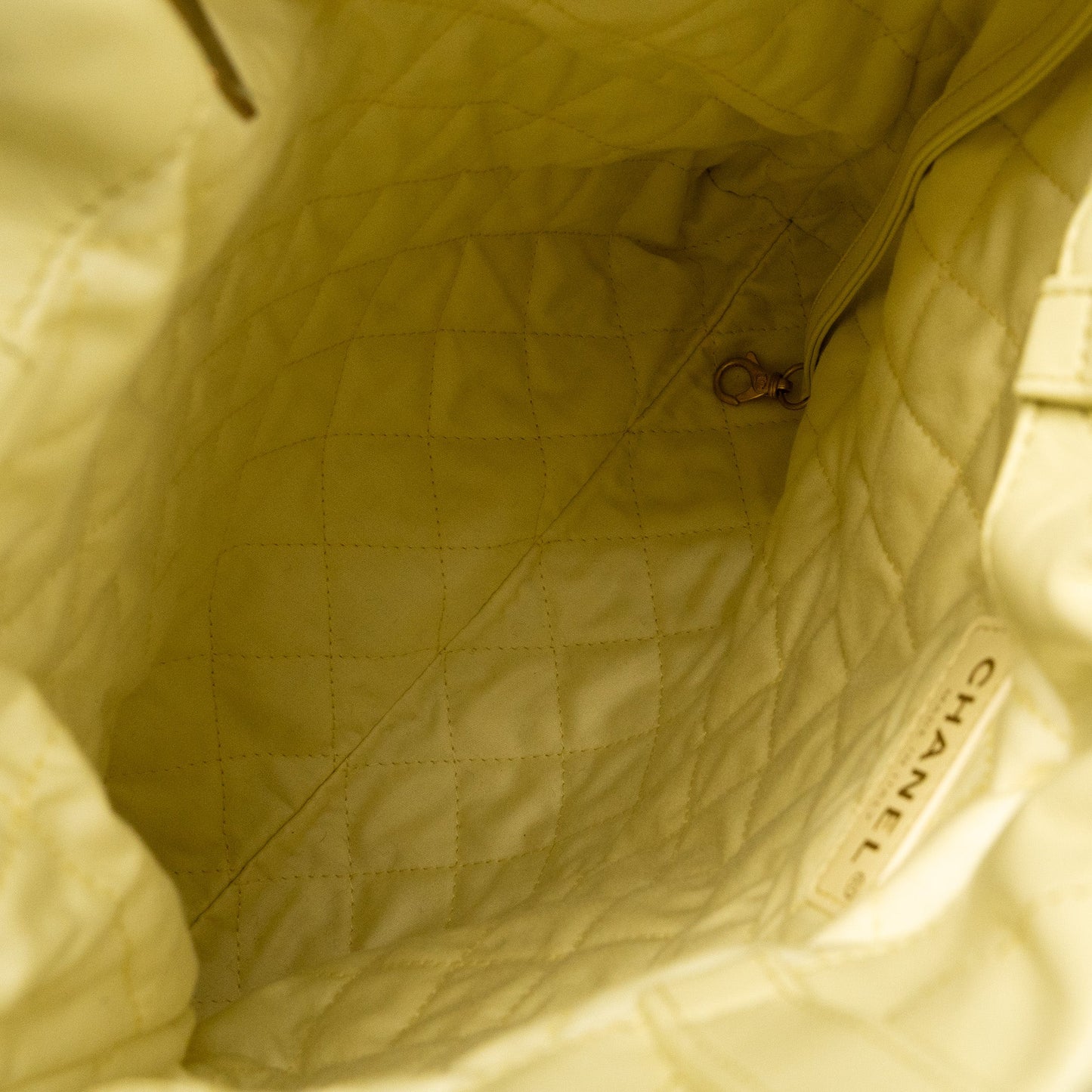 Chanel 23P Small 22 Backpack Shiny Calfskin Light Yellow Brushed (Microchip)