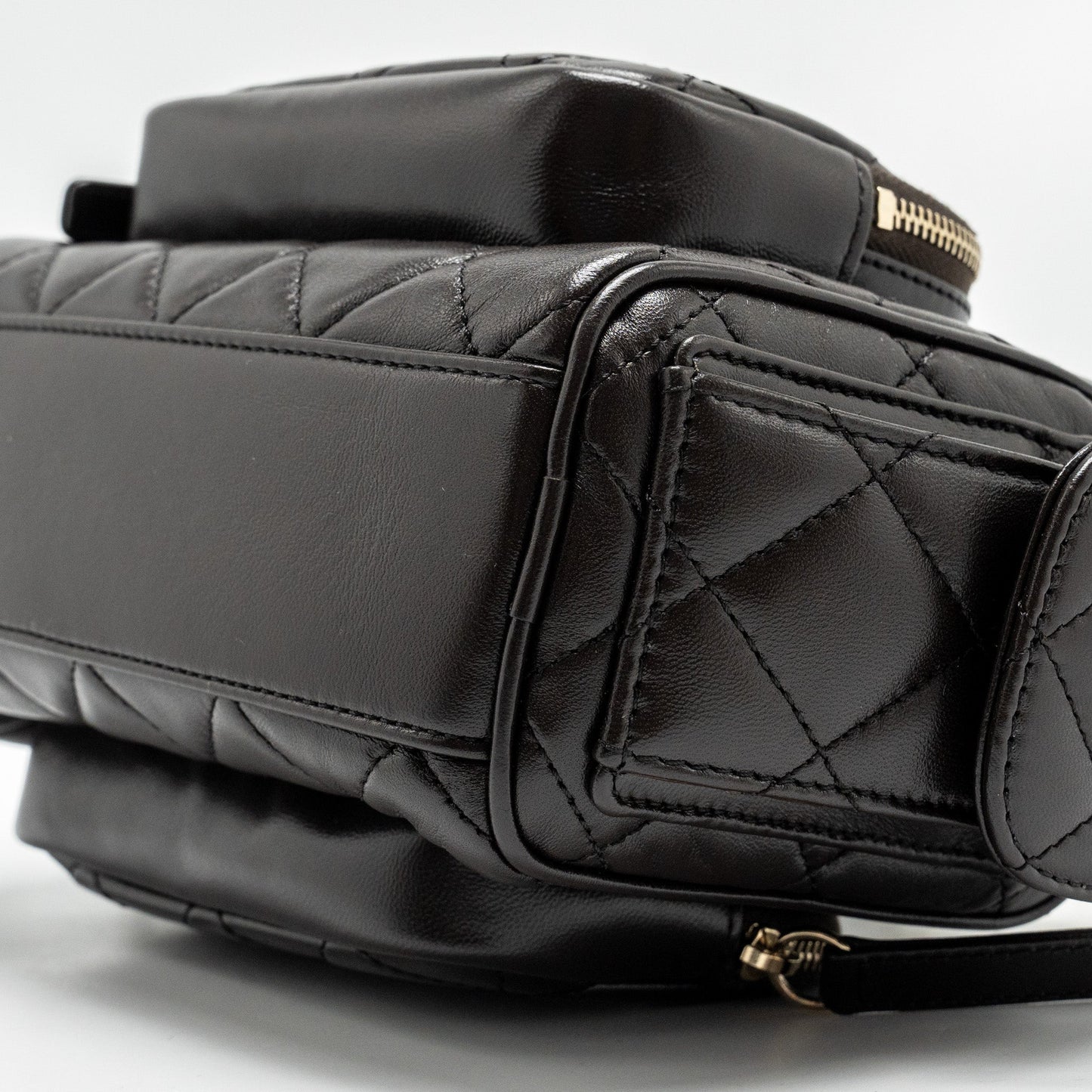 Chanel 24K Small Camera Case Bag Shiny Crumpled Lambskin Dark Brown L (Microchip)