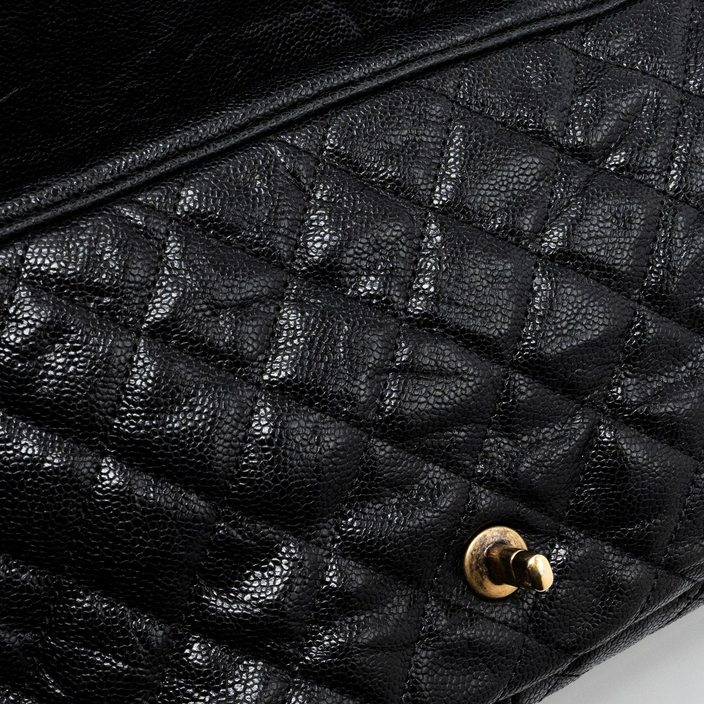 Chanel Large Flap Bag Grained Calfskin Black Brushed