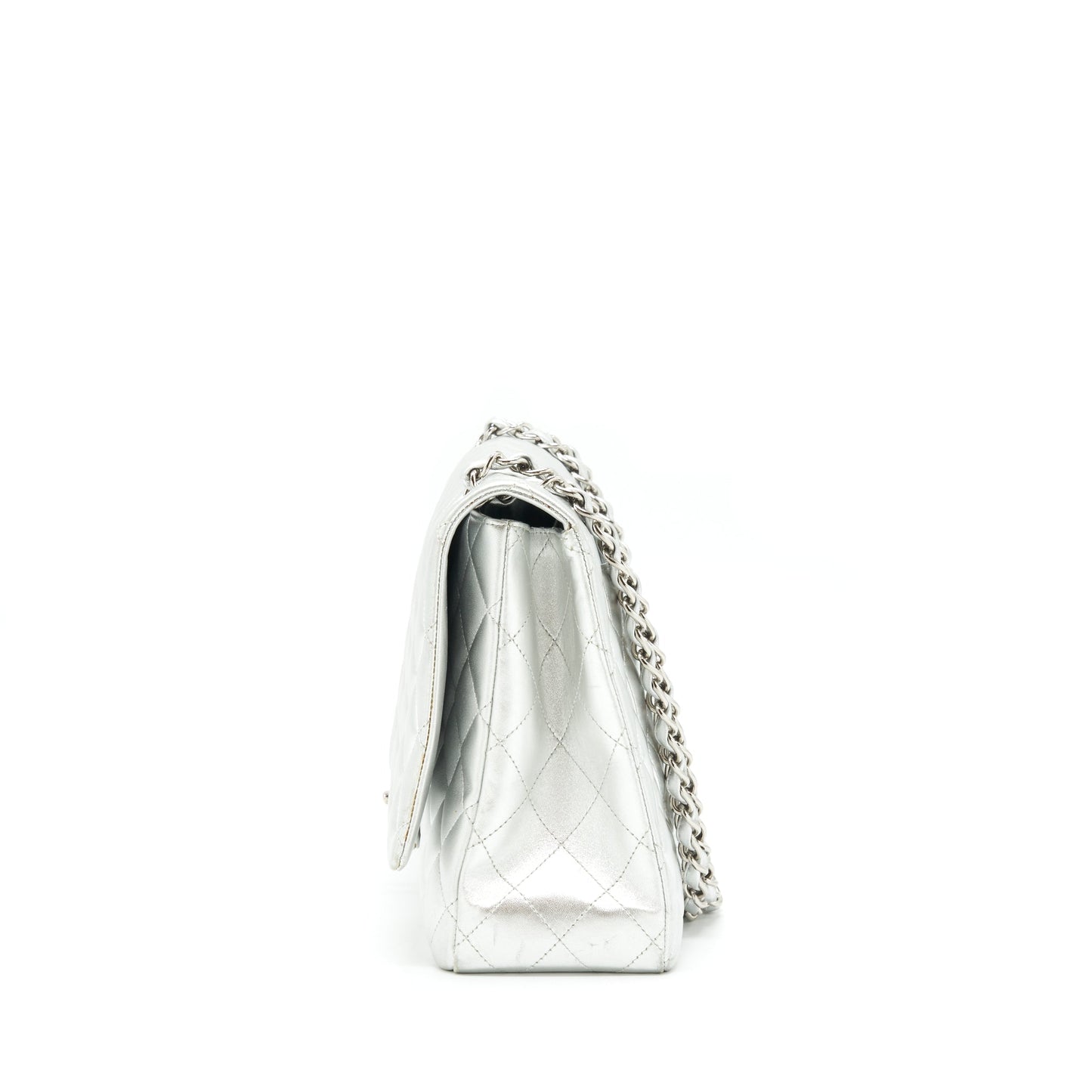 Chanel Maxi Classic Double Flap Bag Lambskin Sliver