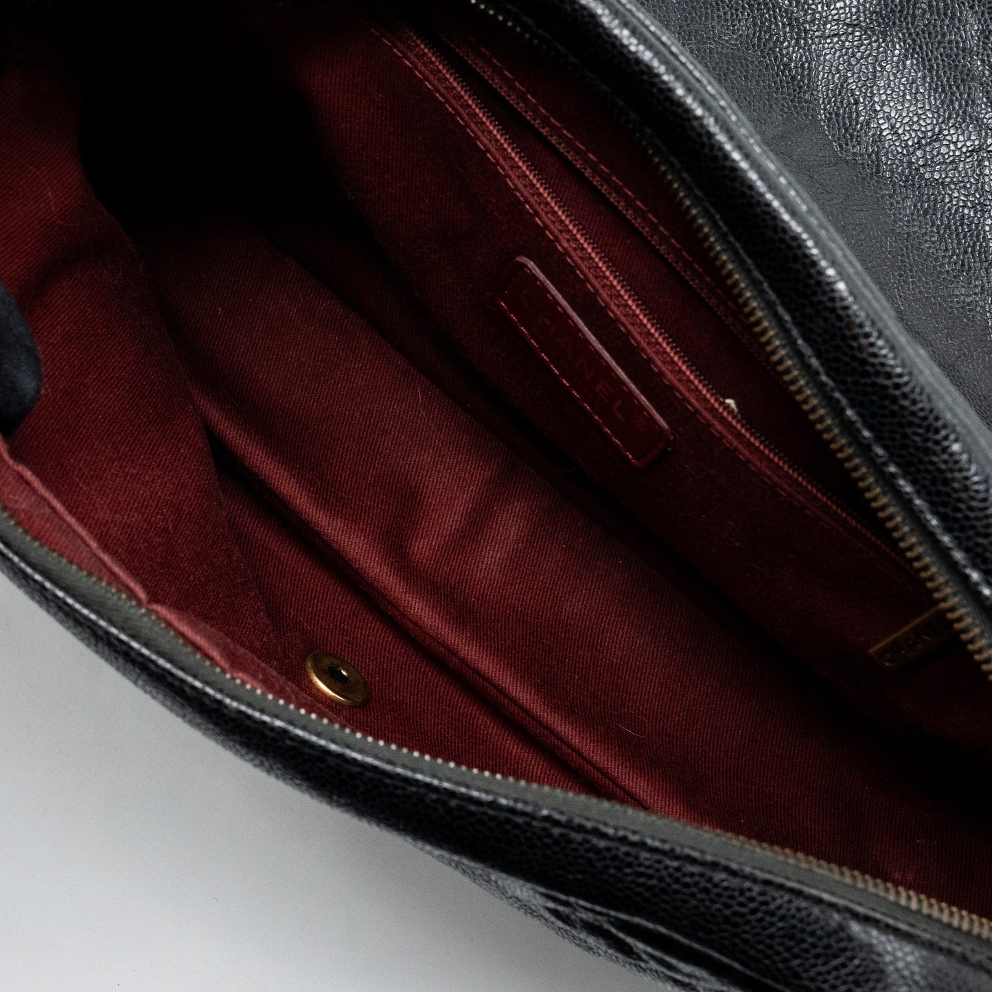 Chanel Large Flap Bag Grained Calfskin Black Brushed