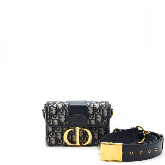 Dior 30 Montaigne Box Purse Blue Oblique Jacquard