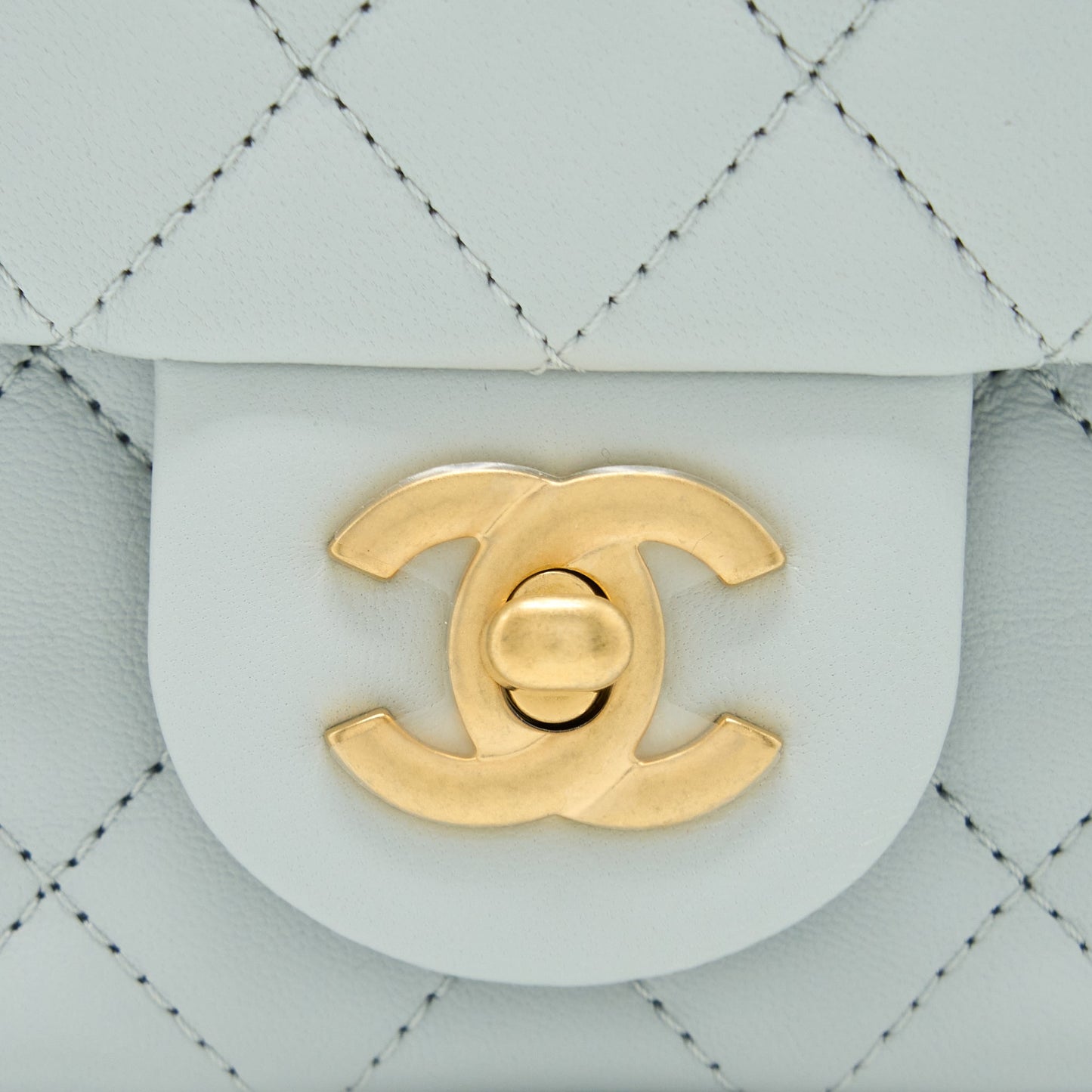 Chanel 23C Pearl Crush Mini Square Lambskin Light Grey  (Microchip)