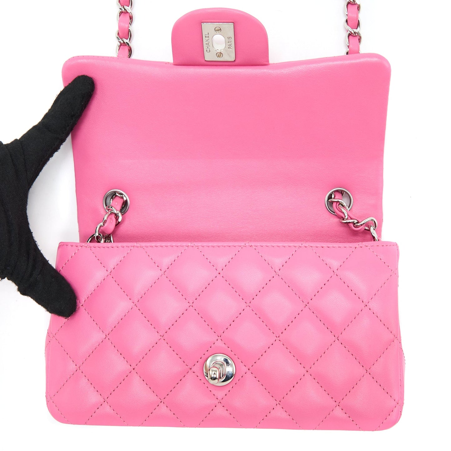 Chanel Classic Mini Rectangular Flap Bag Lambskin Pink