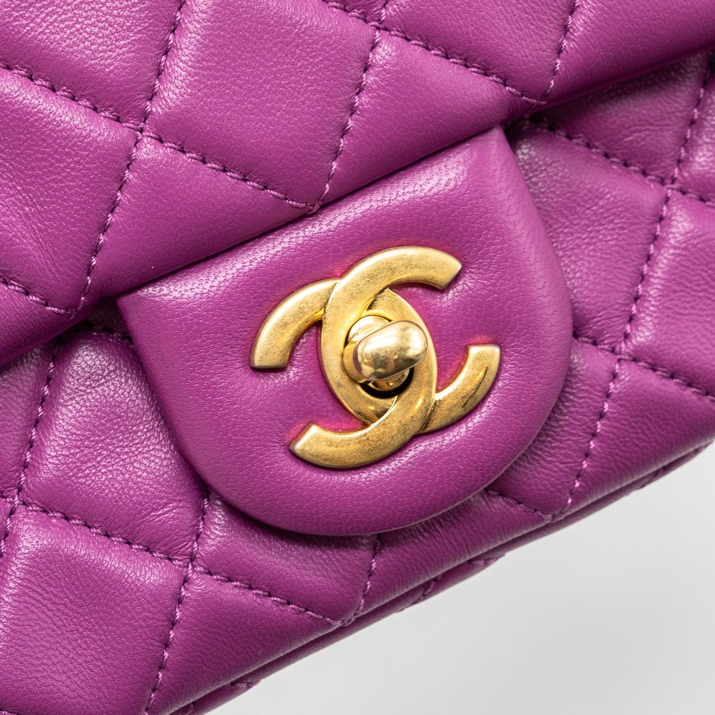 Chanel pearl crush mini rectangular flap bag lambskin purple
