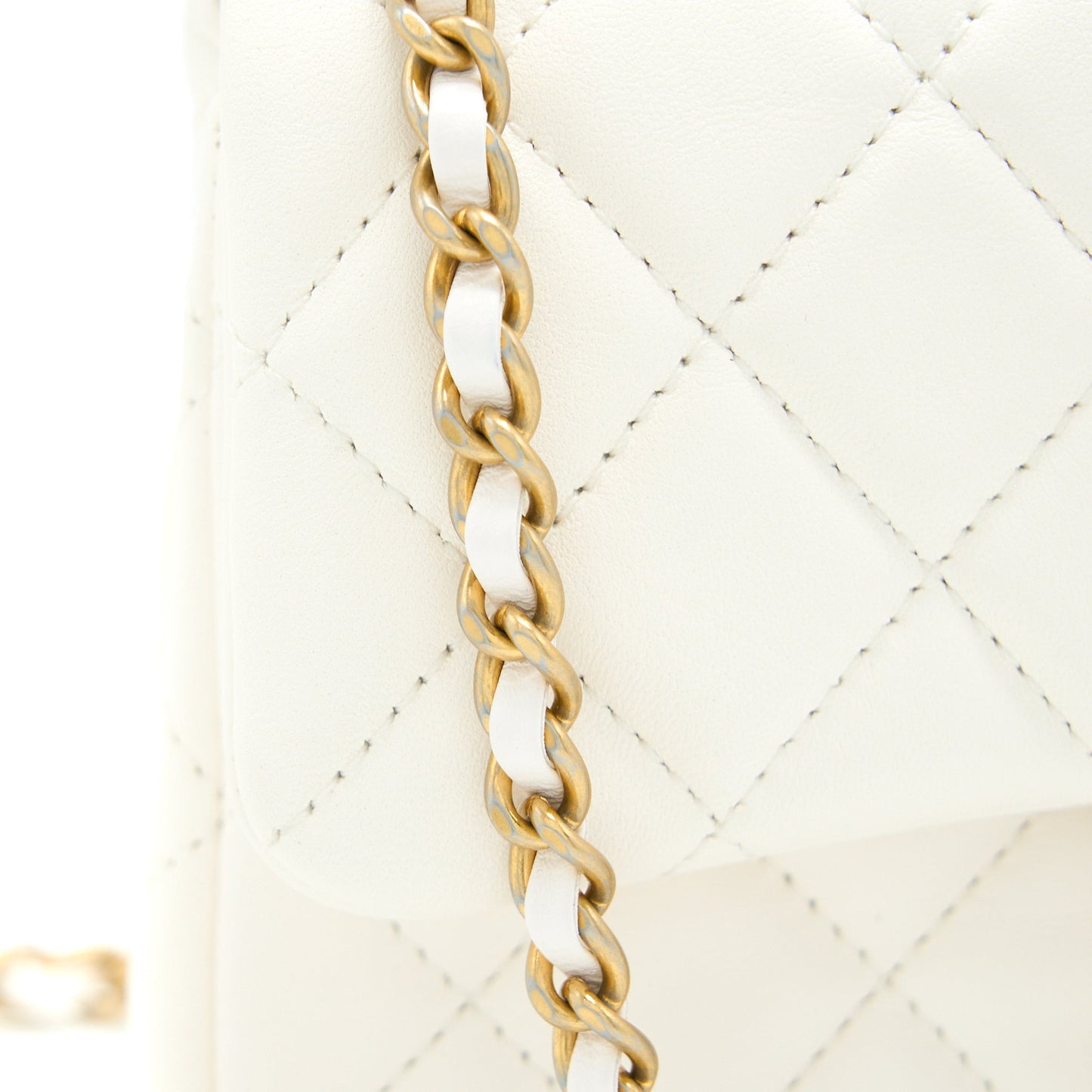 Chanel Pearl Crush Mini Rectangular Lambskin White  (Microchip)