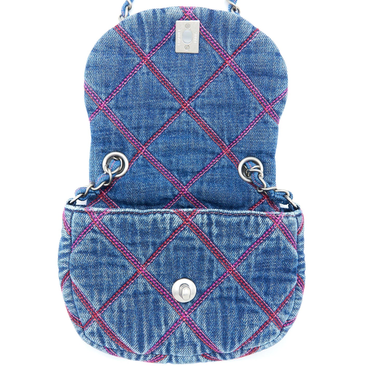 Chanel 22S Coco Beach Denim Mini Saddle Bag Denim Blue  (Microchip)