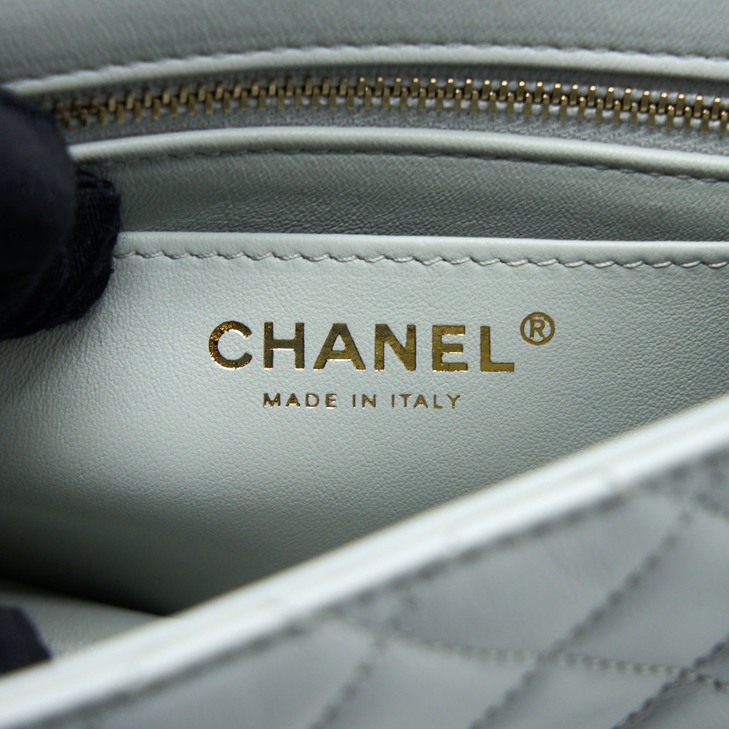 Chanel 23C Pearl Crush Mini Square Lambskin Light Grey  (Microchip)