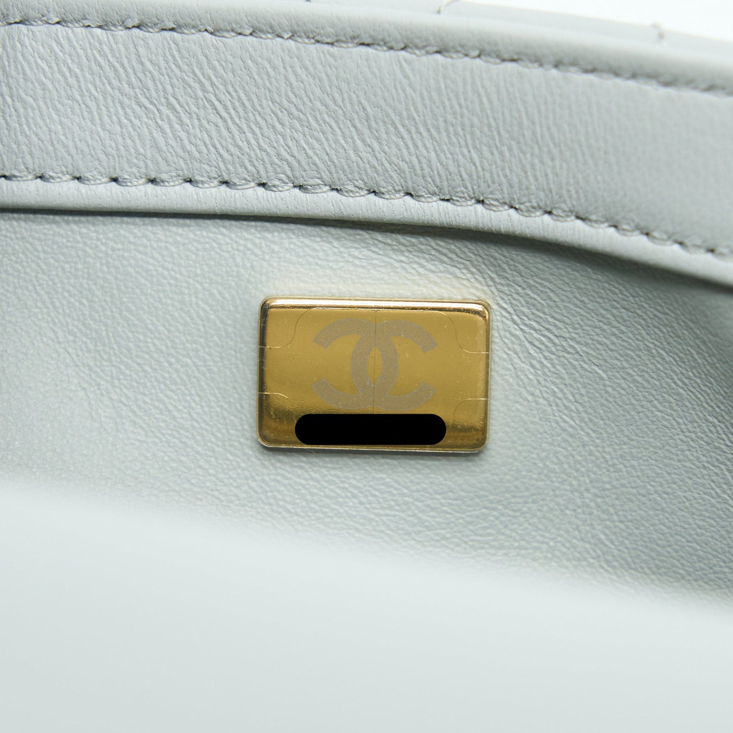 Chanel 23C Pearl Crush Mini Square Lambskin Light Grey  (Microchip)