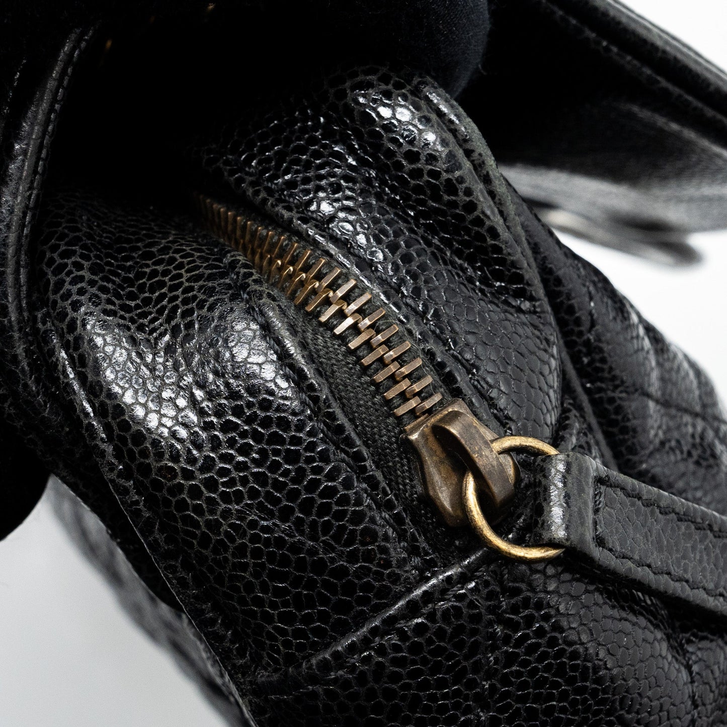 Chanel Large Flap Bag Grained Calfskin Black Brushed