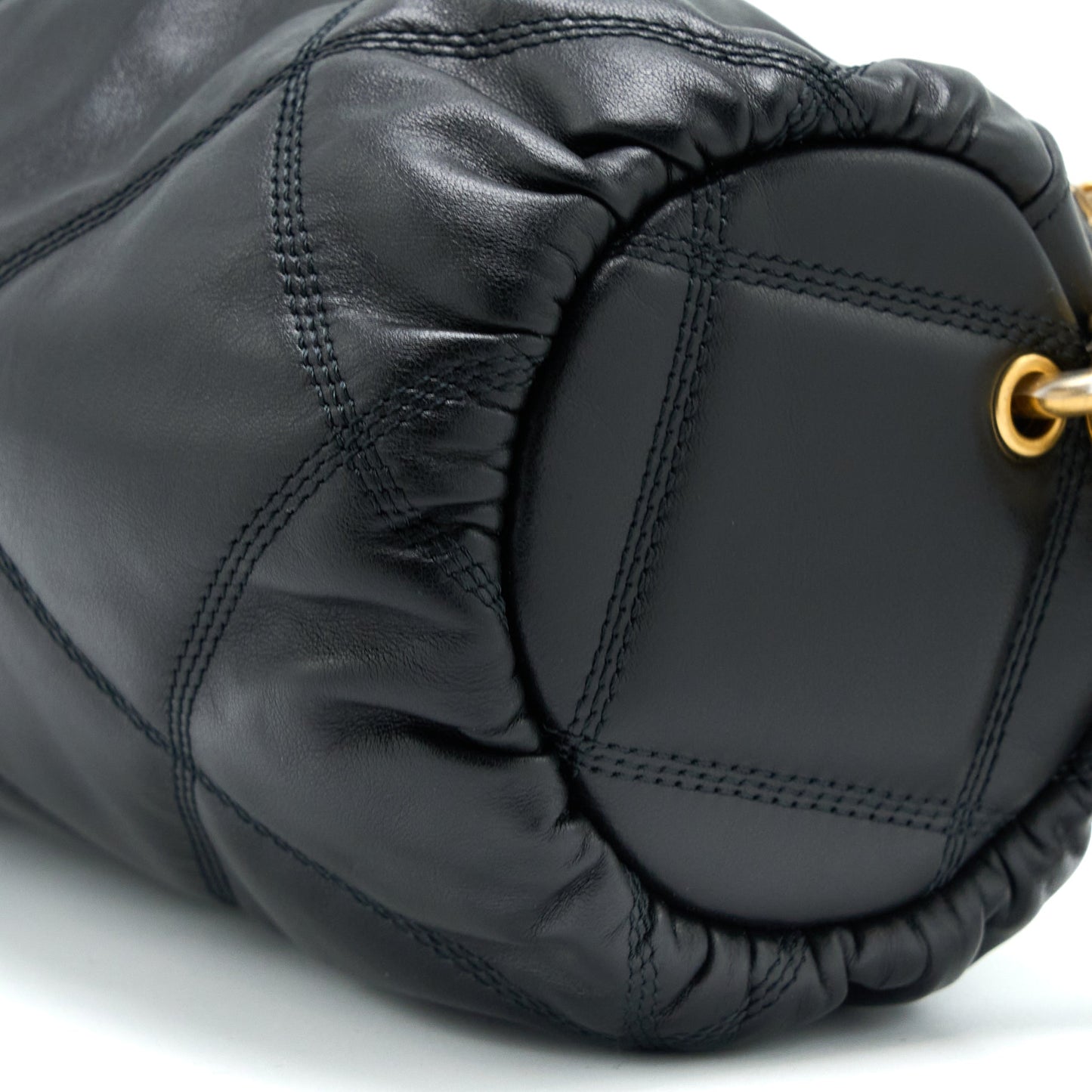 Chanel Mini Bowling Bag with Chain Lambskin Black Brushed  (Microchip)