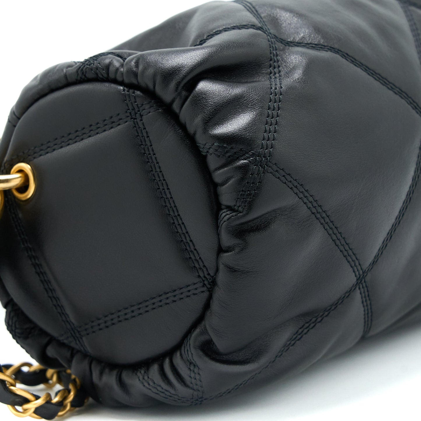 Chanel Mini Bowling Bag with Chain Lambskin Black Brushed  (Microchip)