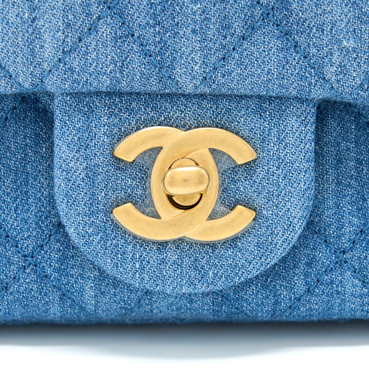 Chanel Pearl Crush Mini Square Flap Bag Denim  (Microchip)