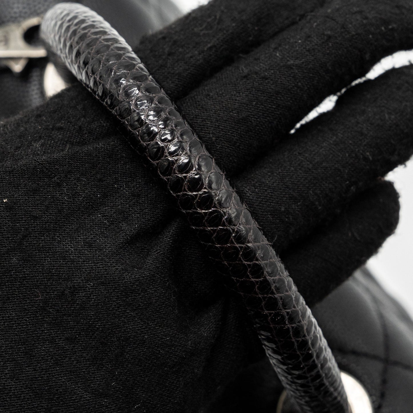 Chanel small coco handle caviar / lizard handle black ruthenium hardware