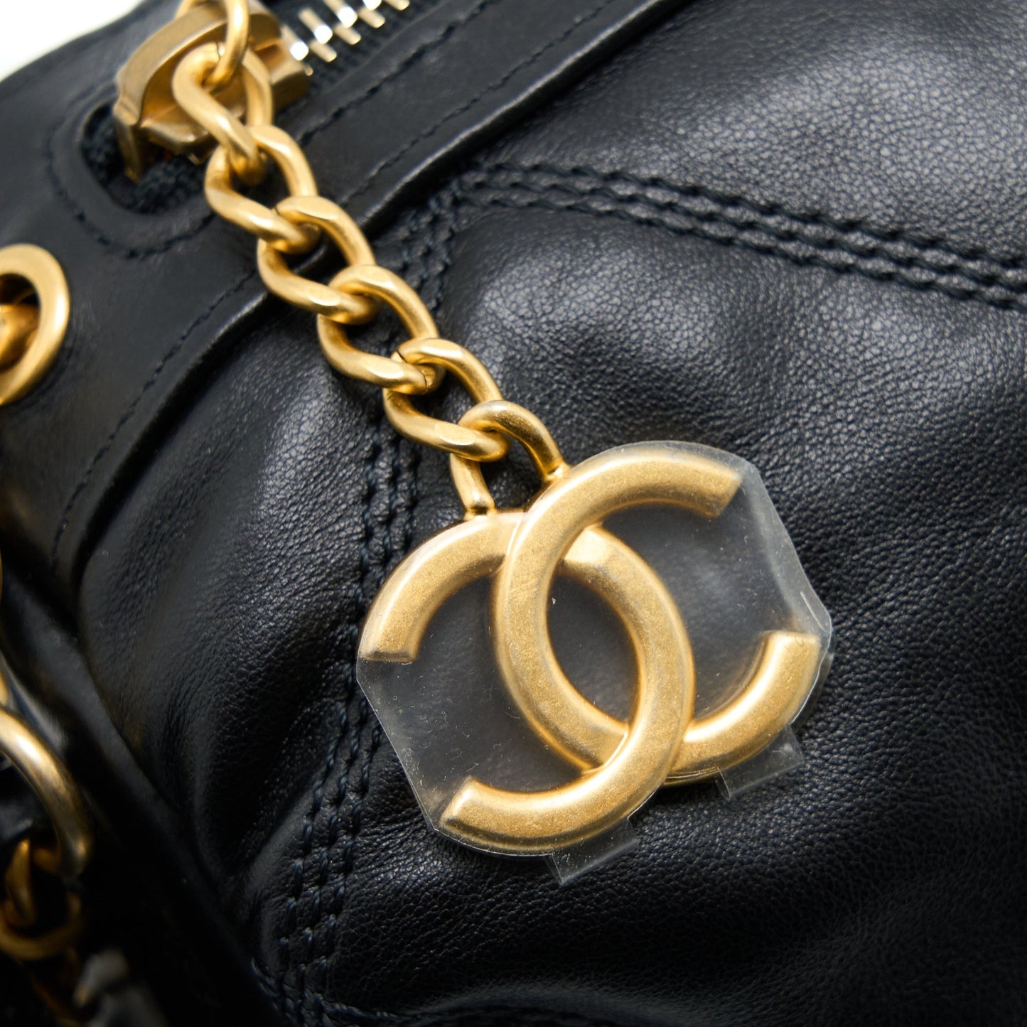 Chanel Mini Bowling Bag with Chain Lambskin Black Brushed  (Microchip)