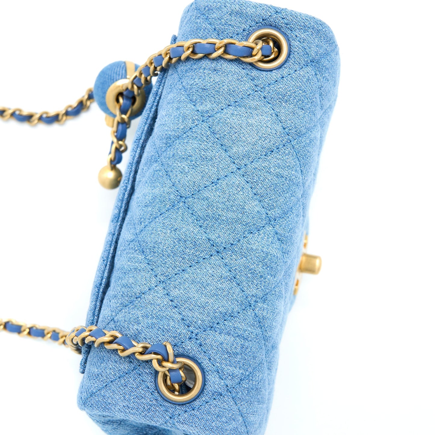 Chanel Pearl Crush Mini Square Flap Bag Denim  (Microchip)