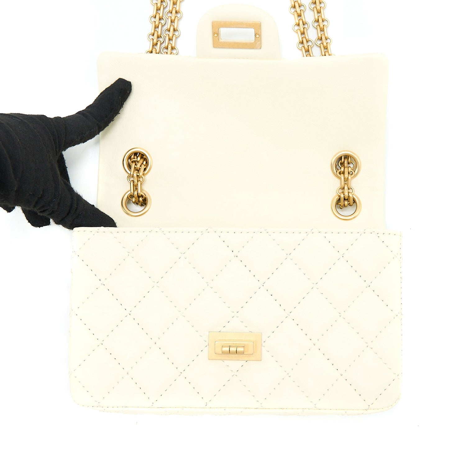 Chanel 20A Mini 2.55 Reissue Flap Bag Aged Calfskin Creamy White Brushed