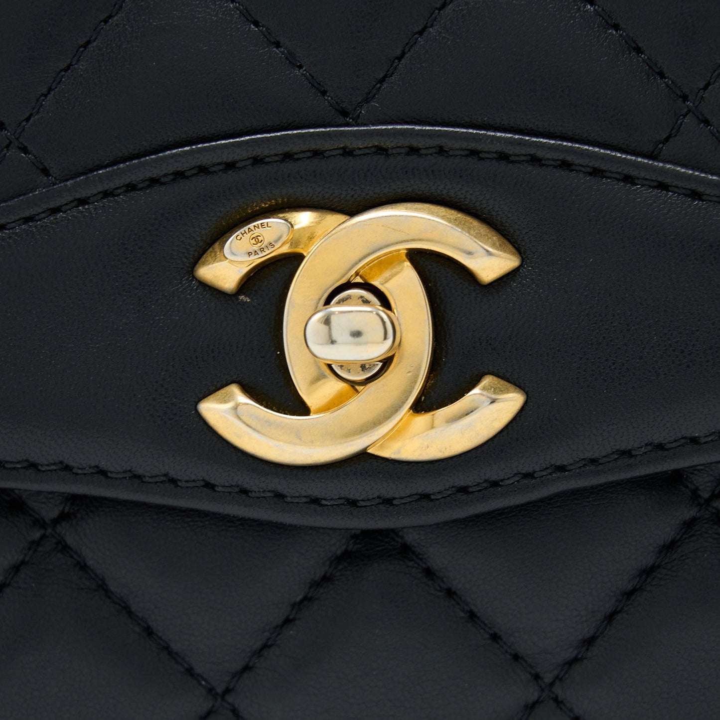 Chanel Seasonal Flap Bag Lambskin Black Brushed