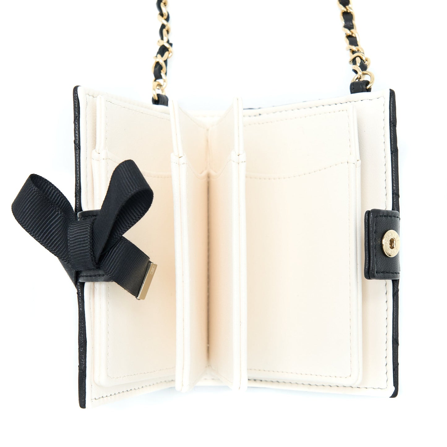 Chanel 22B Mini Book Card Holder With Chains Lambskin Black L