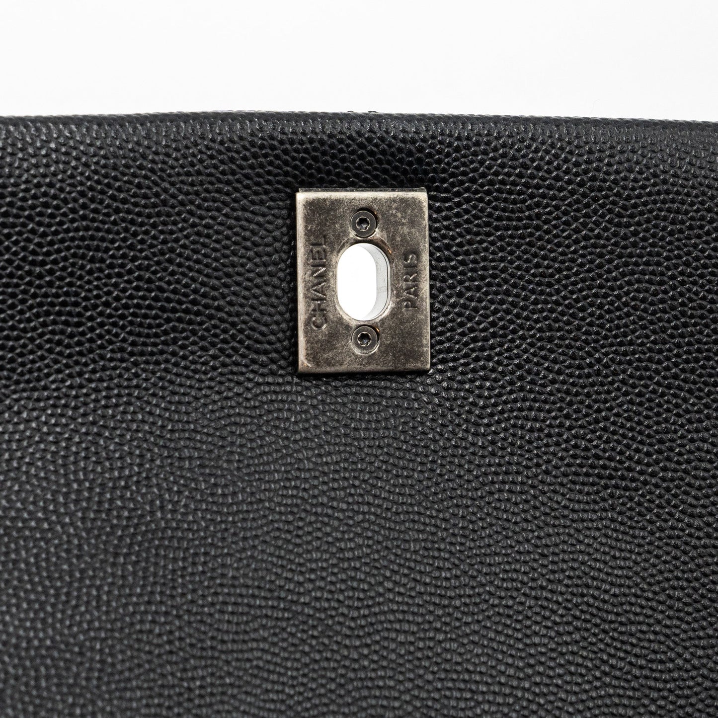 Chanel small coco handle caviar / lizard handle black ruthenium hardware