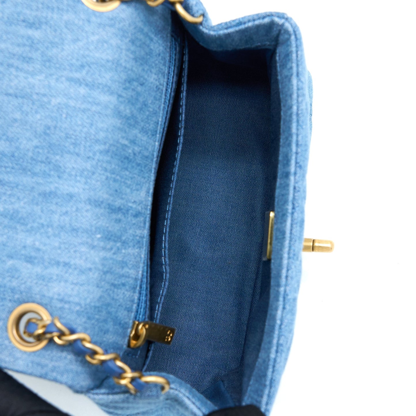 Chanel Pearl Crush Mini Square Flap Bag Denim  (Microchip)
