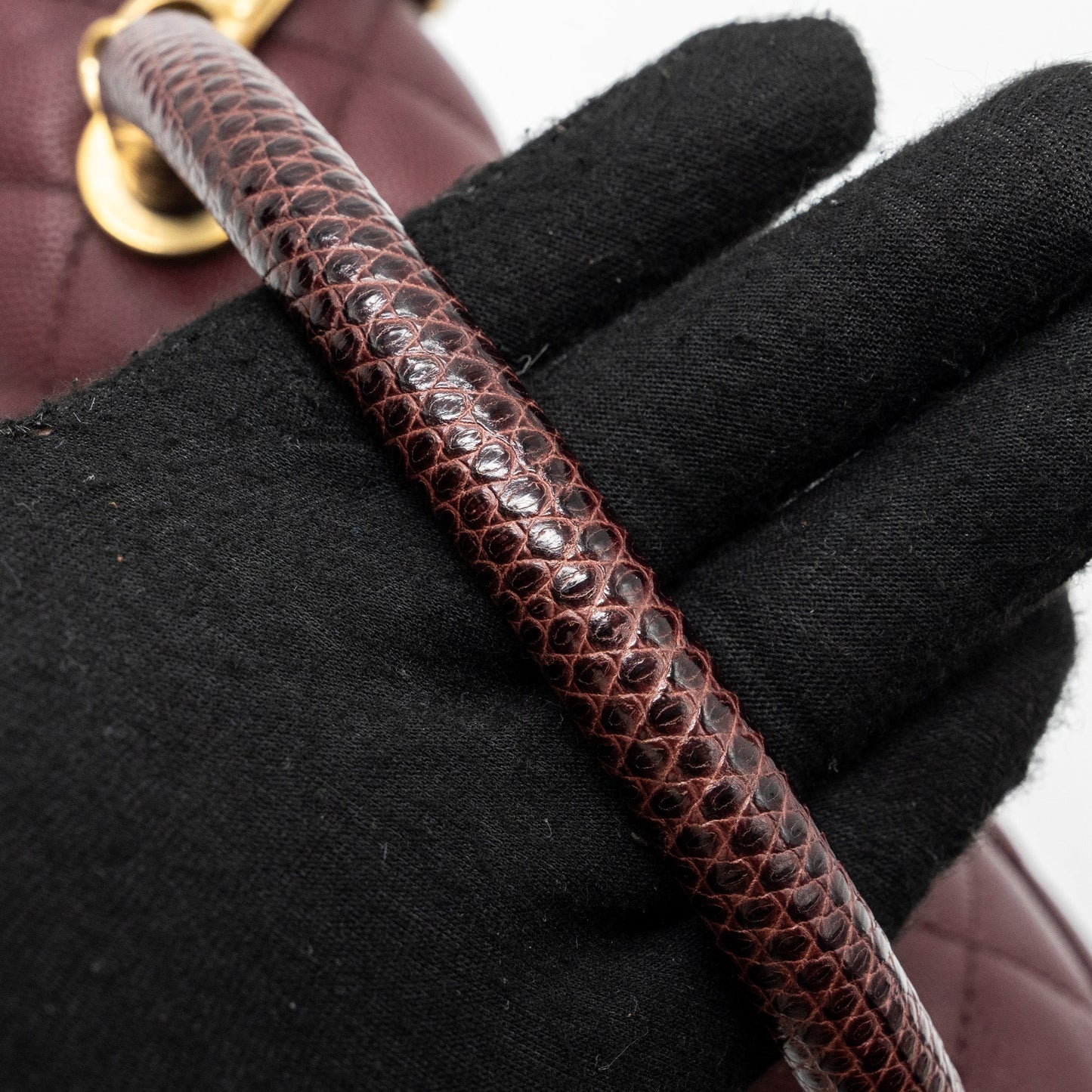 Chanel Medium Coco Handle With Lizard Handle Caviar Burgundy