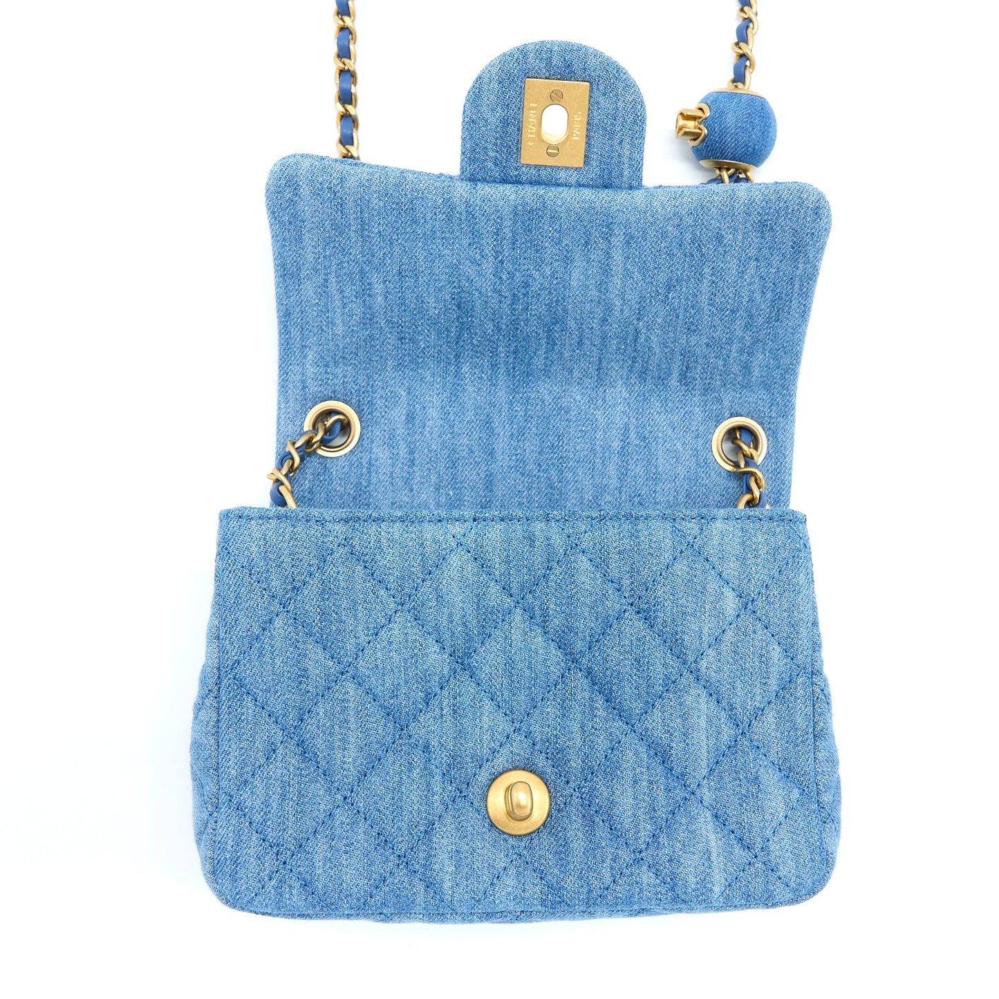 Chanel Pearl Crush Mini Square Flap Bag Denim  (Microchip)
