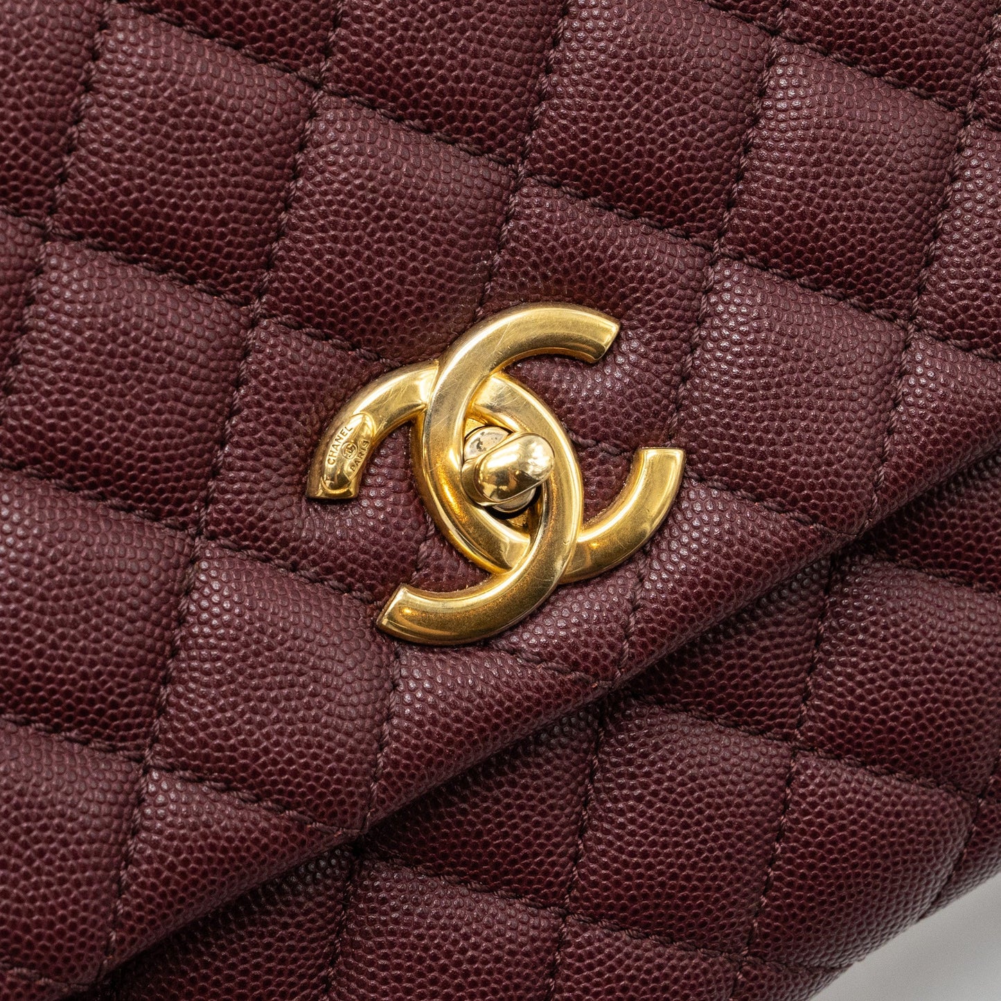Chanel Medium Coco Handle With Lizard Handle Caviar Burgundy