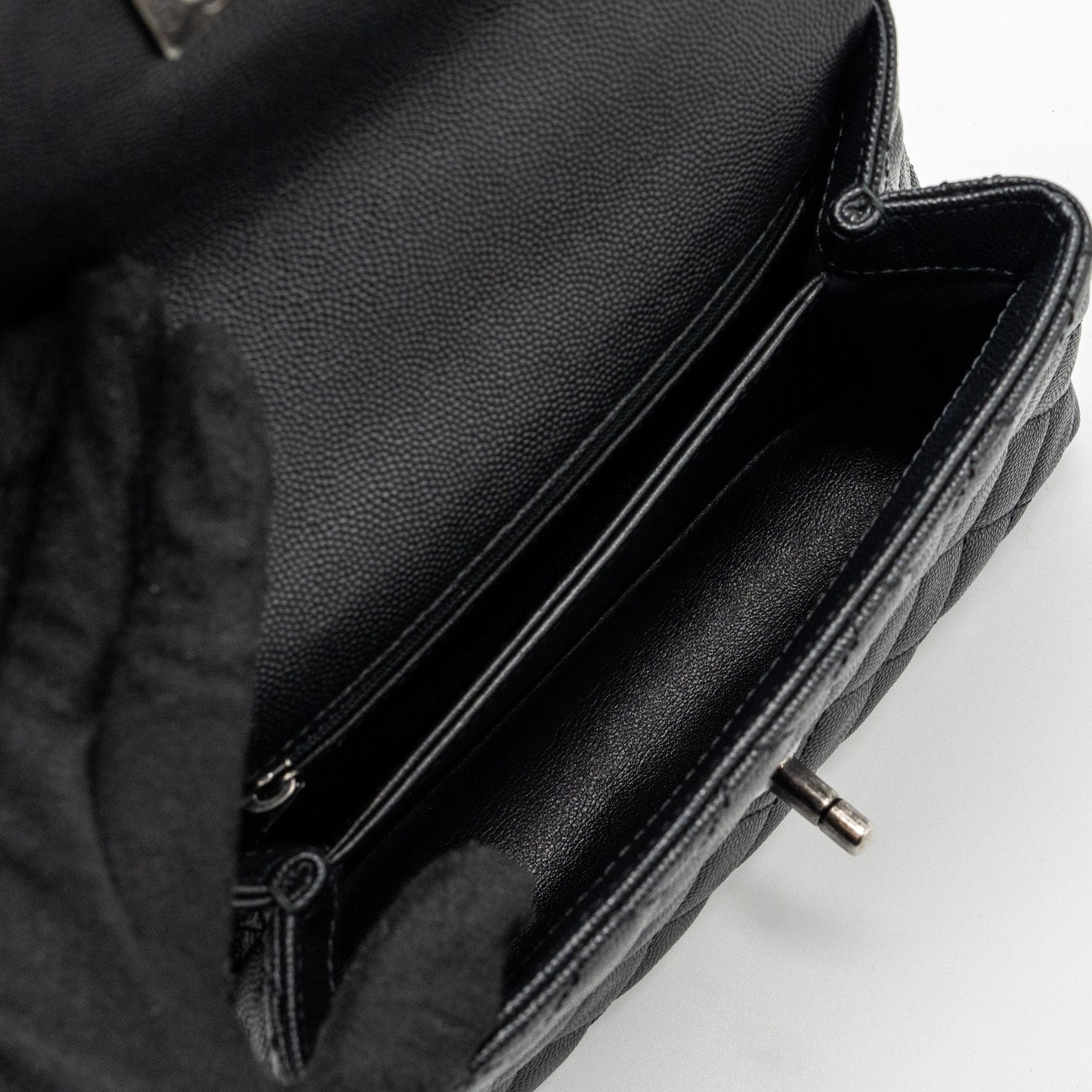 Chanel small coco handle caviar / lizard handle black ruthenium hardware