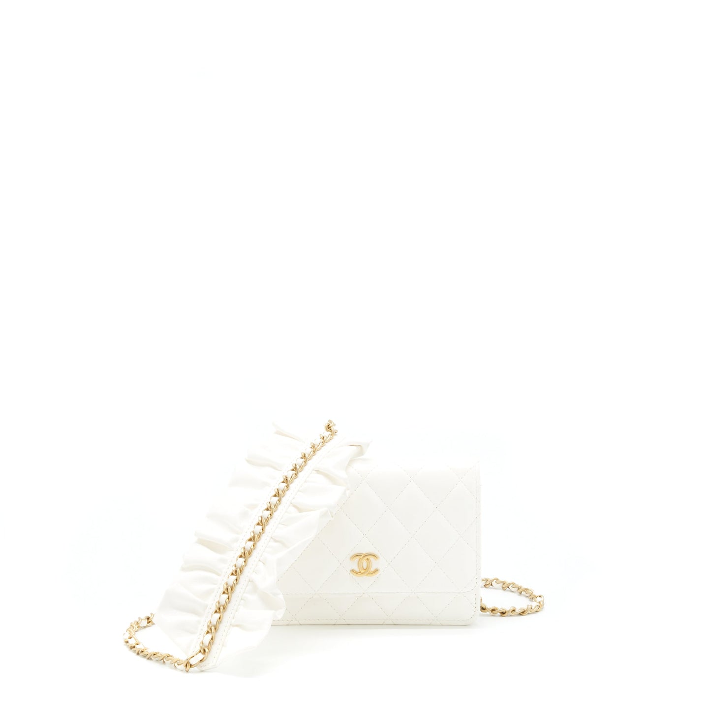 Chanel Ruffles Mini Wallet On Chains White