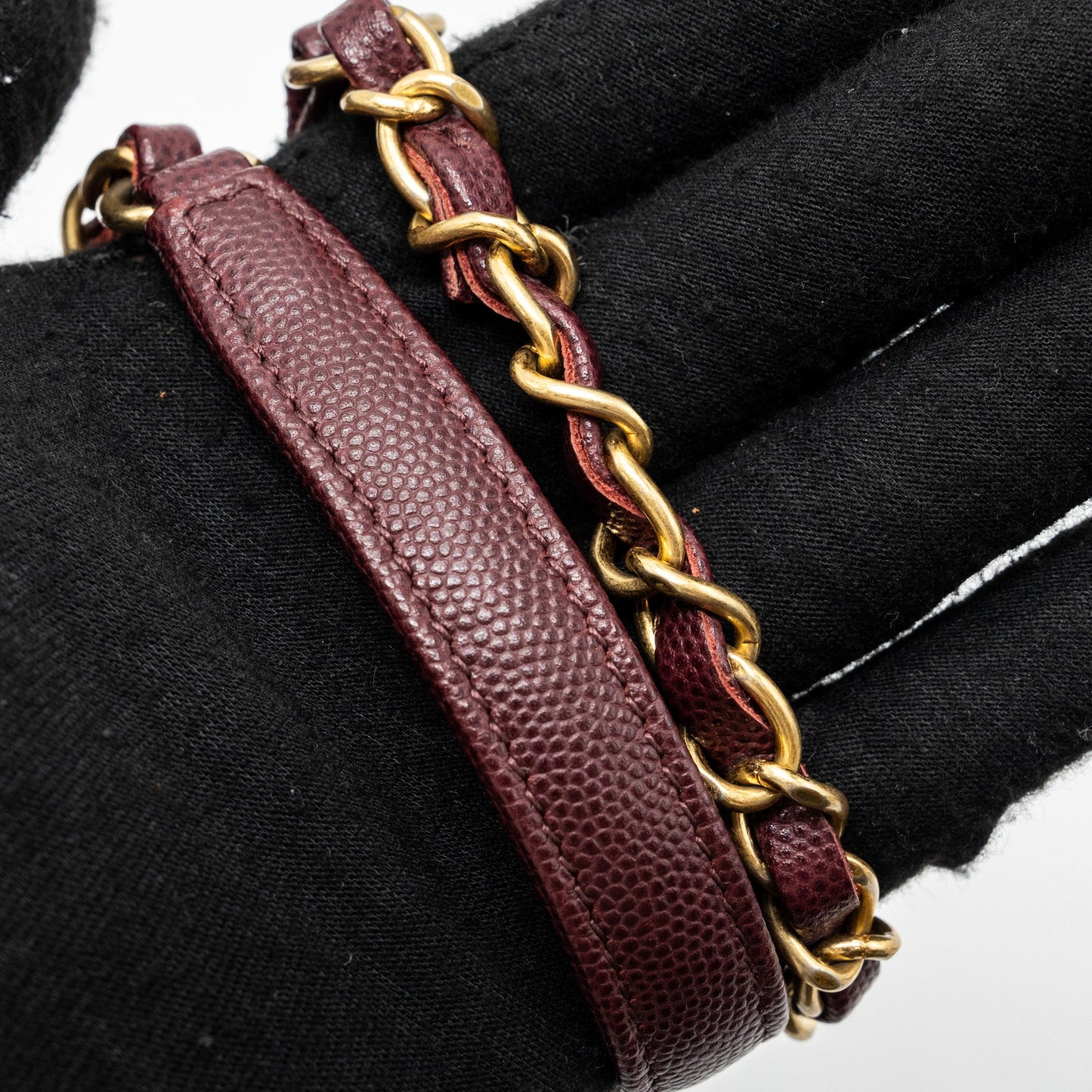 Chanel Medium Coco Handle With Lizard Handle Caviar Burgundy