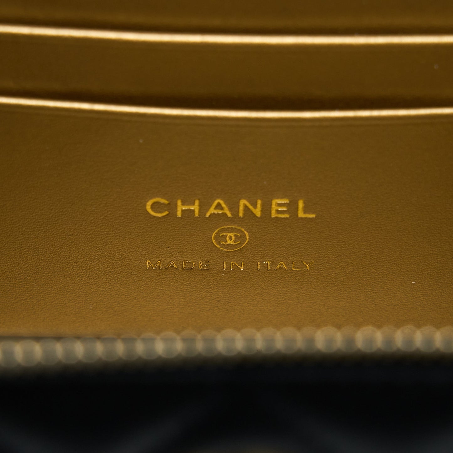 Chanel 22A Pearl Crush Long Vanity With Chain Lambskin Black