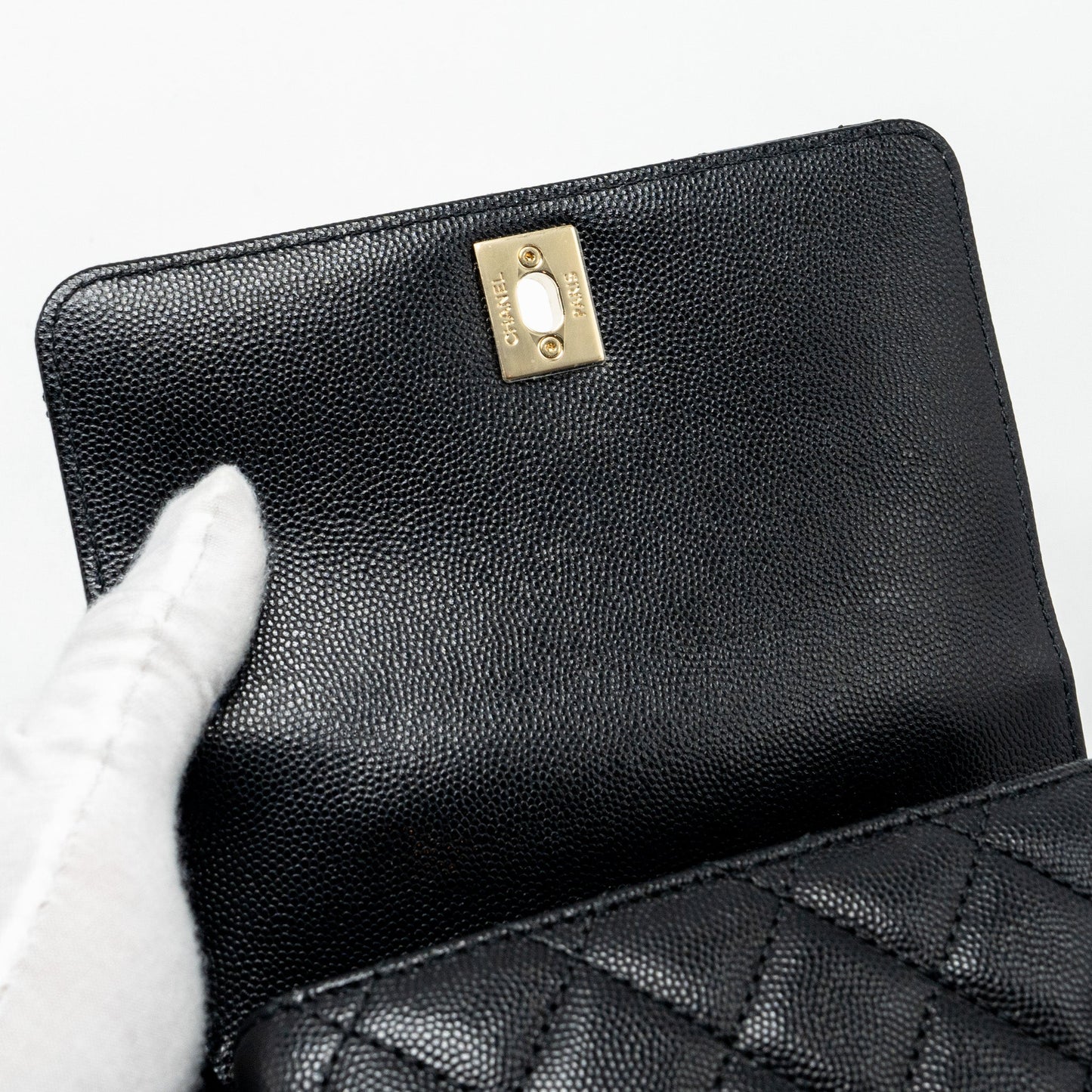 Chanel Mini Coco Handle with Lizard Embossed Handle Caviar Black L (microchip)
