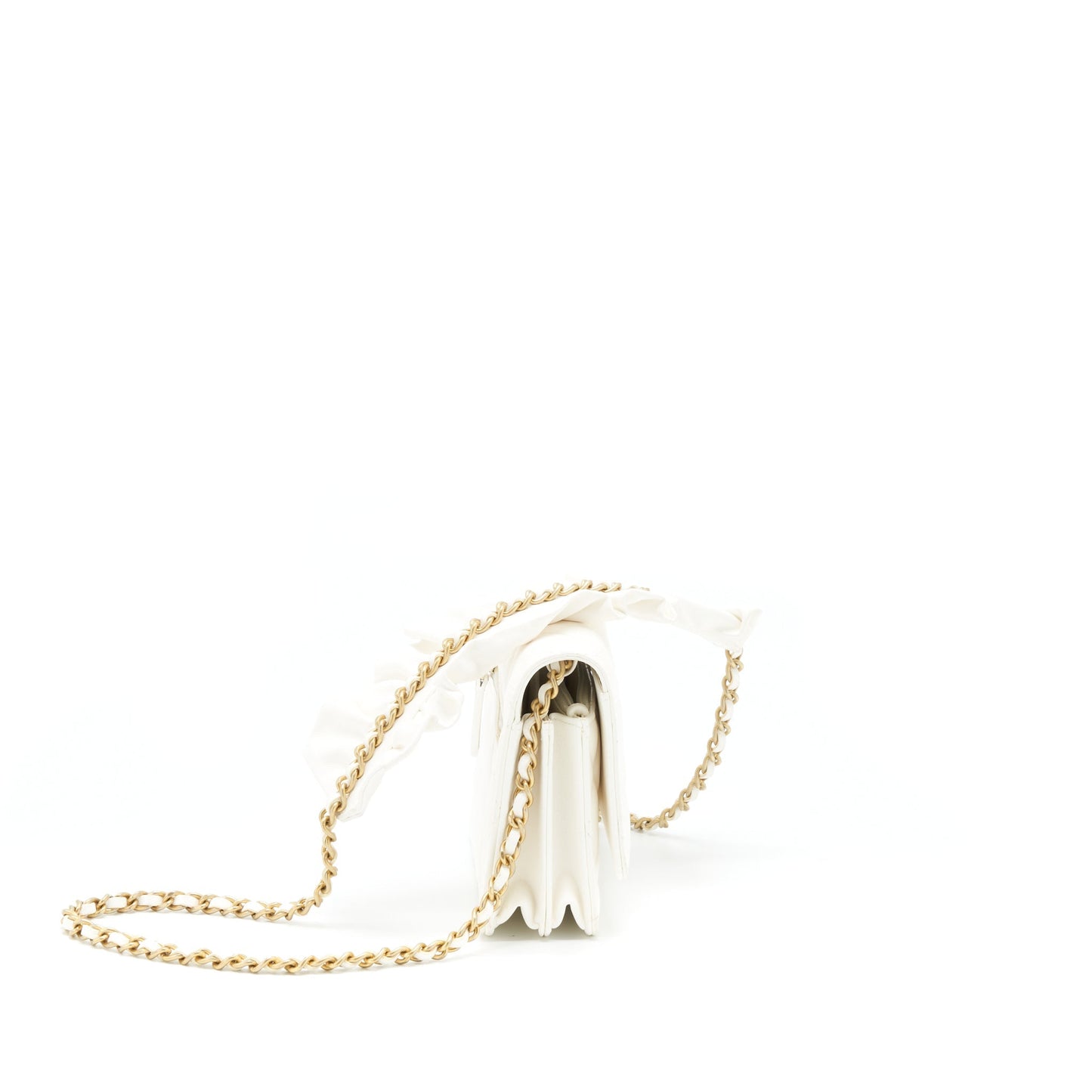 Chanel Ruffles Mini Wallet On Chains White