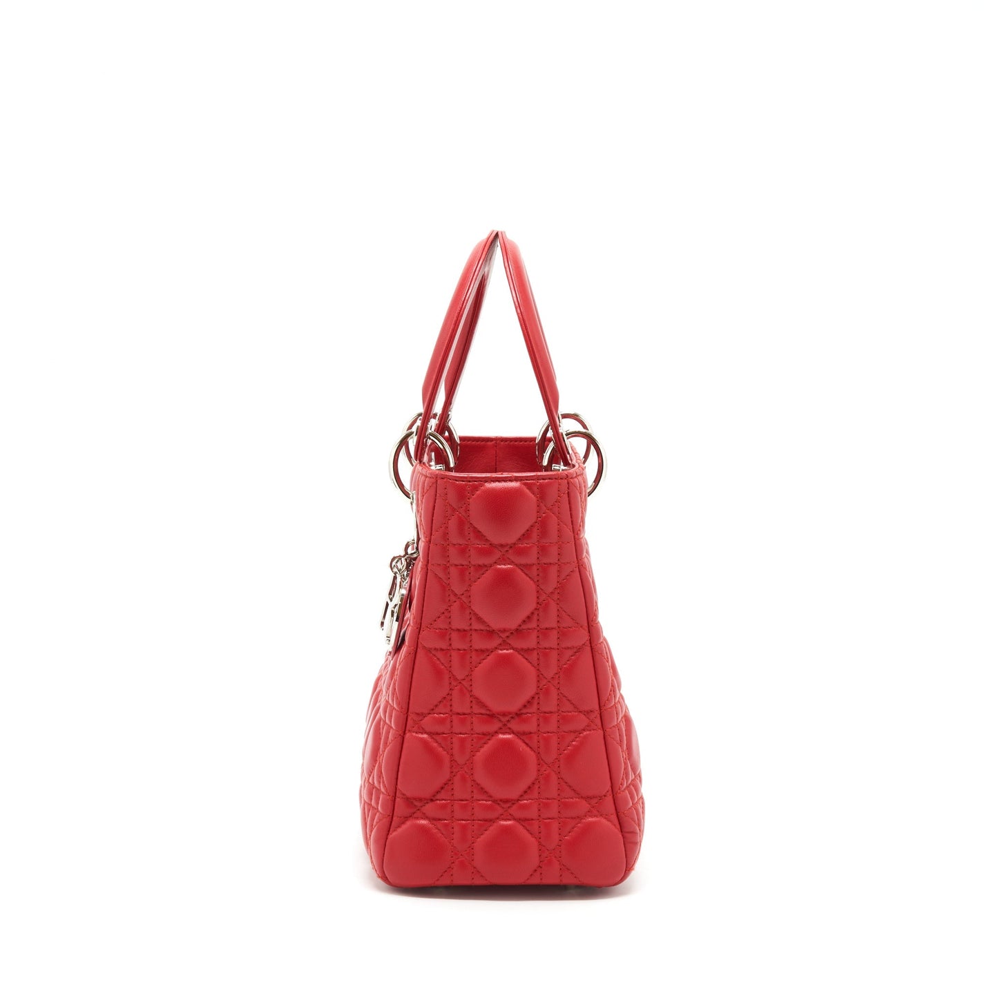 Dior Lady Dior Purse Medium Fuchsia Lambskin Red