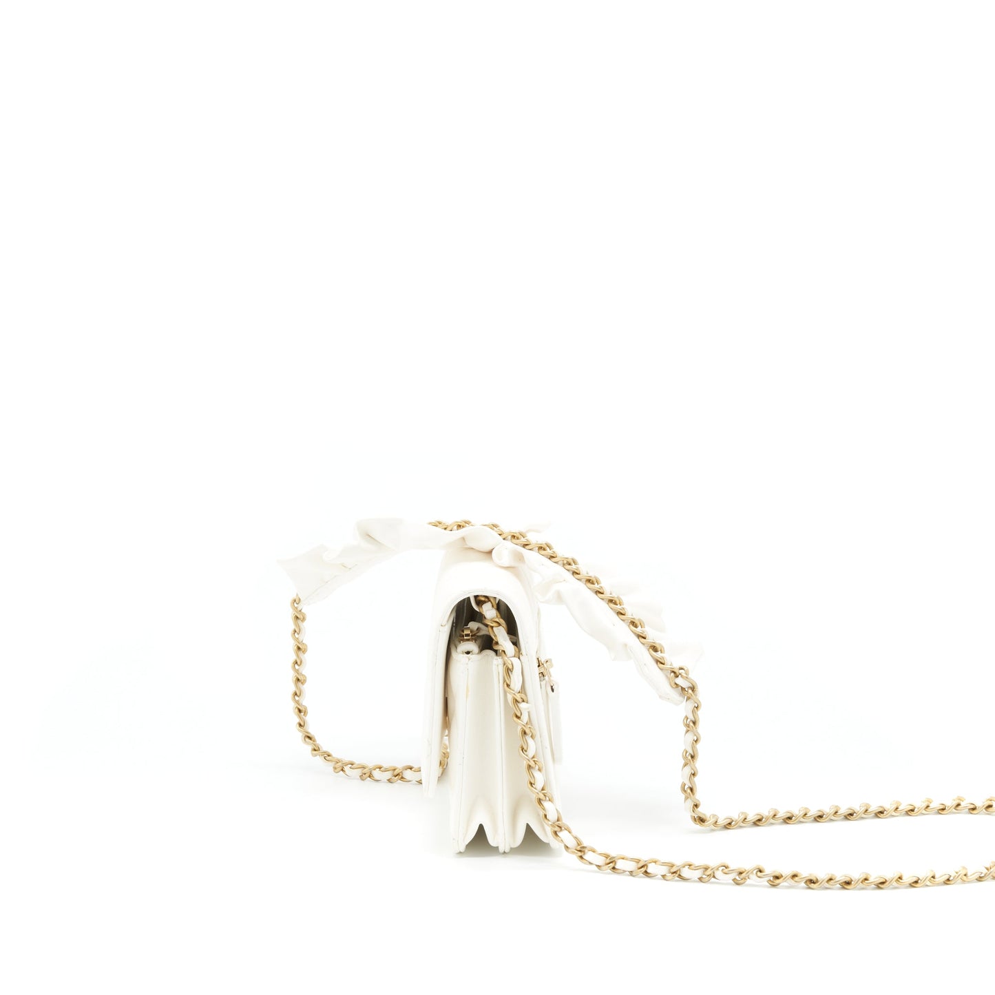 Chanel Ruffles Mini Wallet On Chains White
