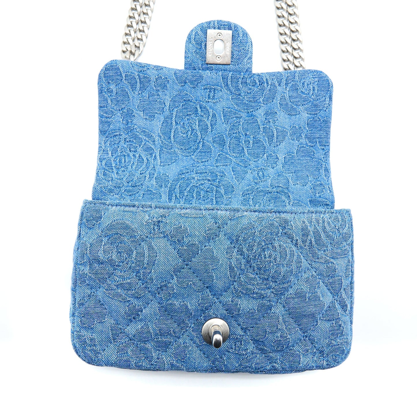 Chanel 23P Mini Coco Love Flap Bag Camellia Denim Blue  (Microchip)