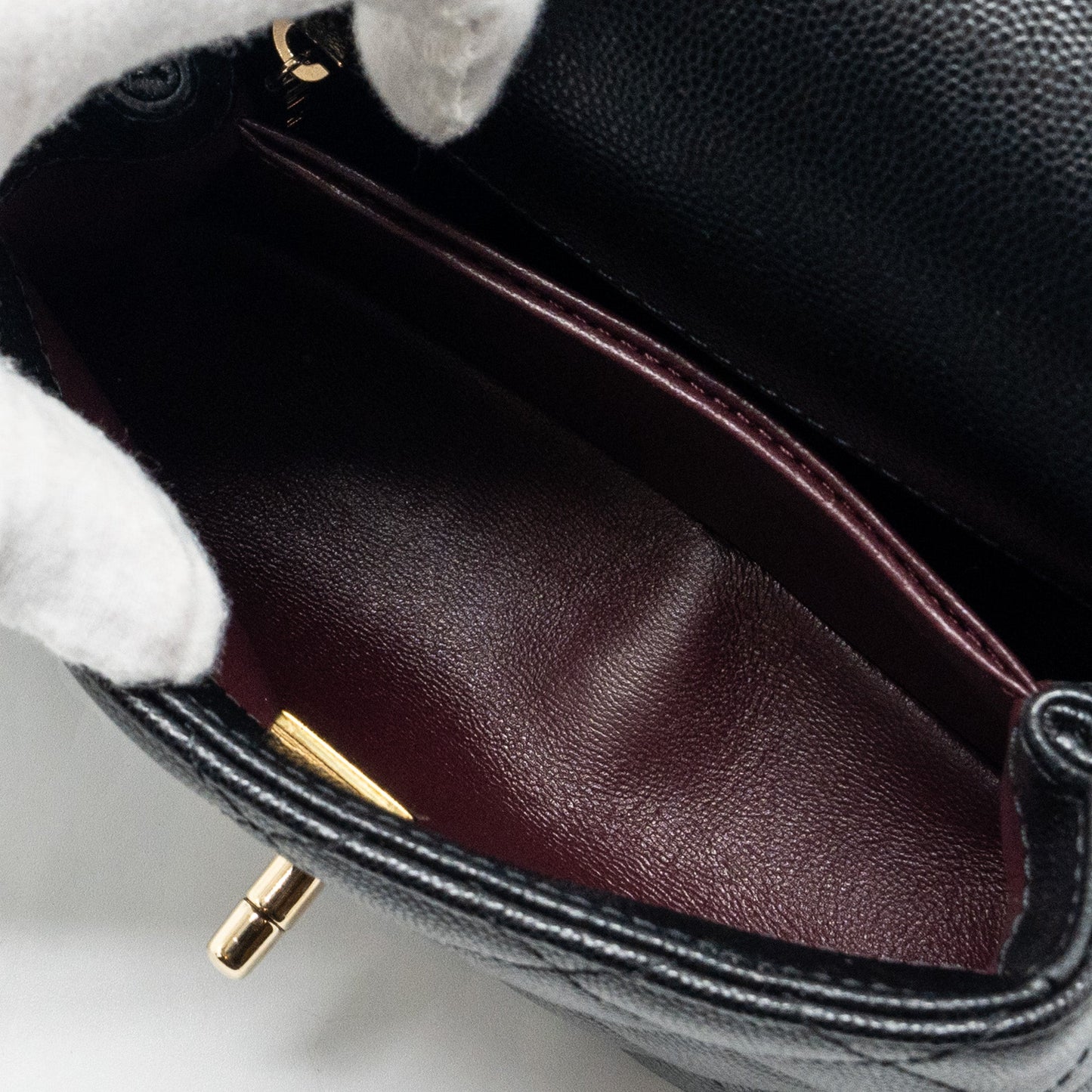 Chanel Mini Coco Handle with Lizard Embossed Handle Caviar Black L (microchip)