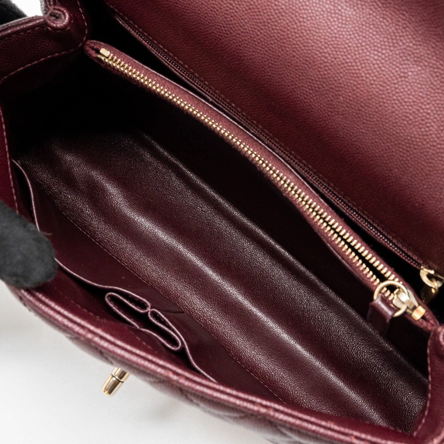 Chanel Medium Coco Handle With Lizard Handle Caviar Burgundy