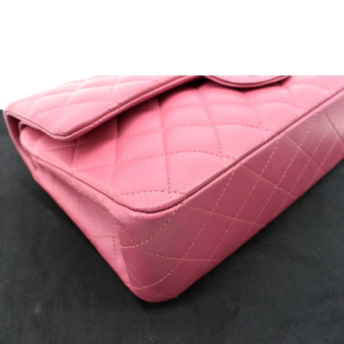 CHANEL Classic Medium Double Flap Quilted Leather Shoulder Bag Pink