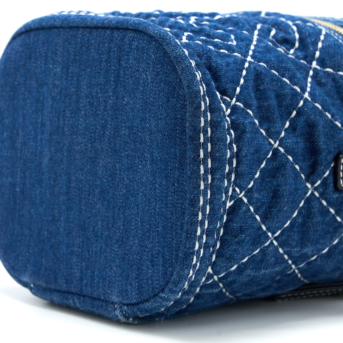 Chanel Top Handle Crossbody Vanity Case Denim Blue Brushed