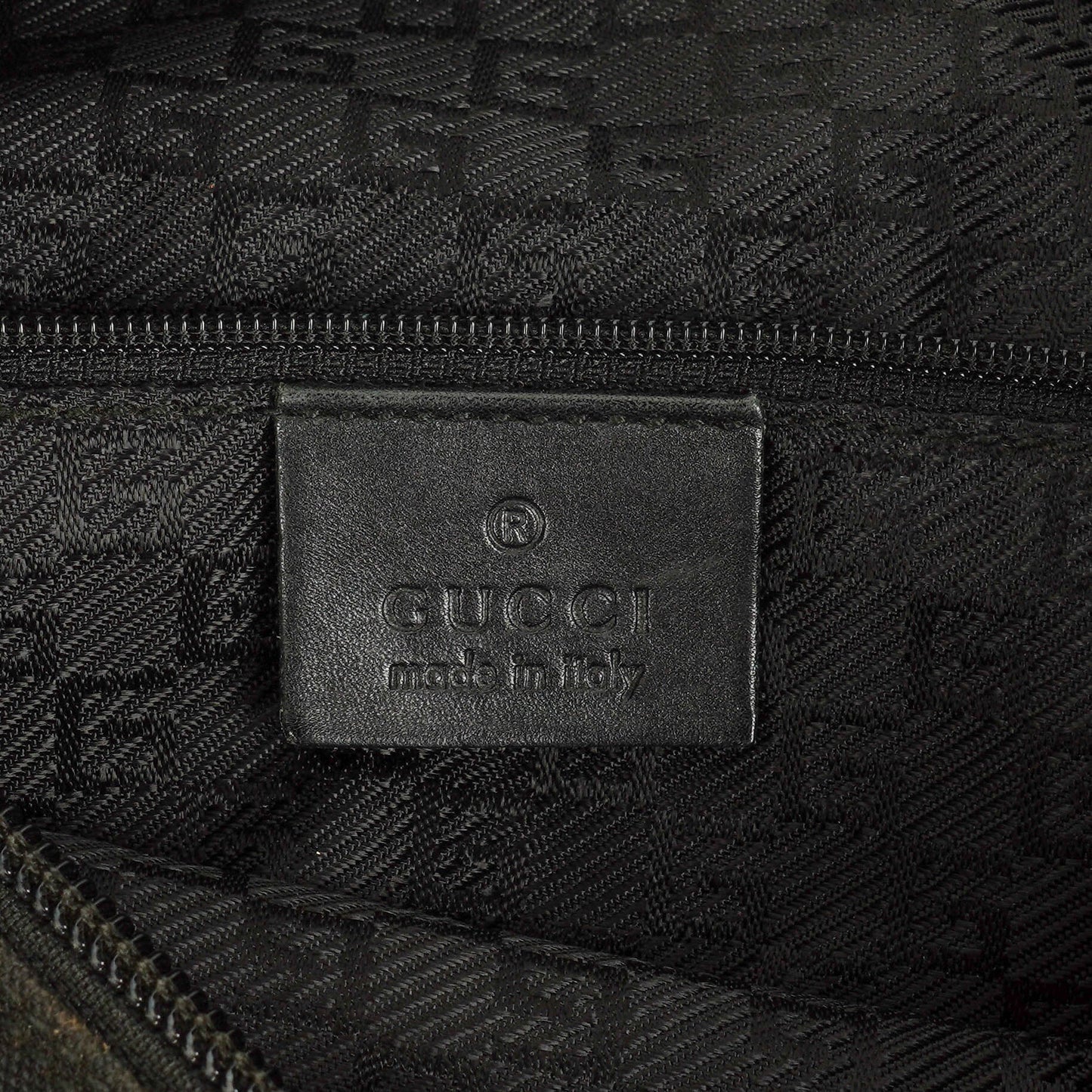 Gucci Black Nylon Leather Braided Handle Ring Hobo Bag