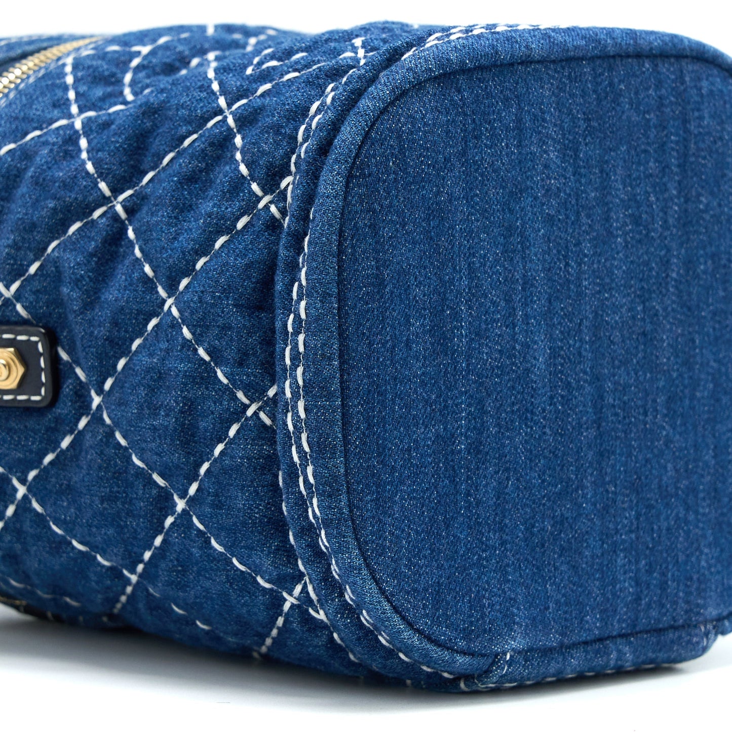 Chanel Top Handle Crossbody Vanity Case Denim Blue Brushed