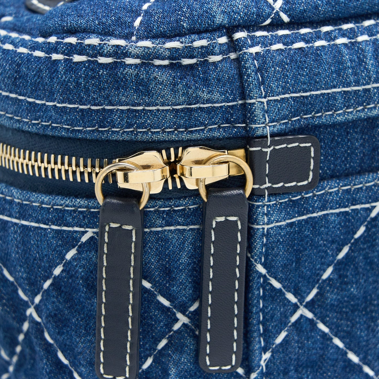 Chanel Top Handle Crossbody Vanity Case Denim Blue Brushed