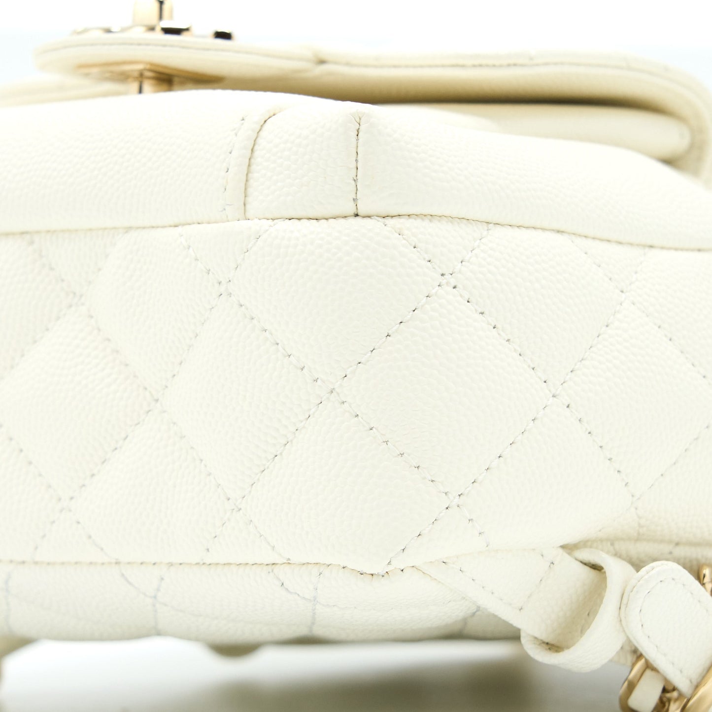 Chanel Quilted Mini CC Day Backpack Caviar White L