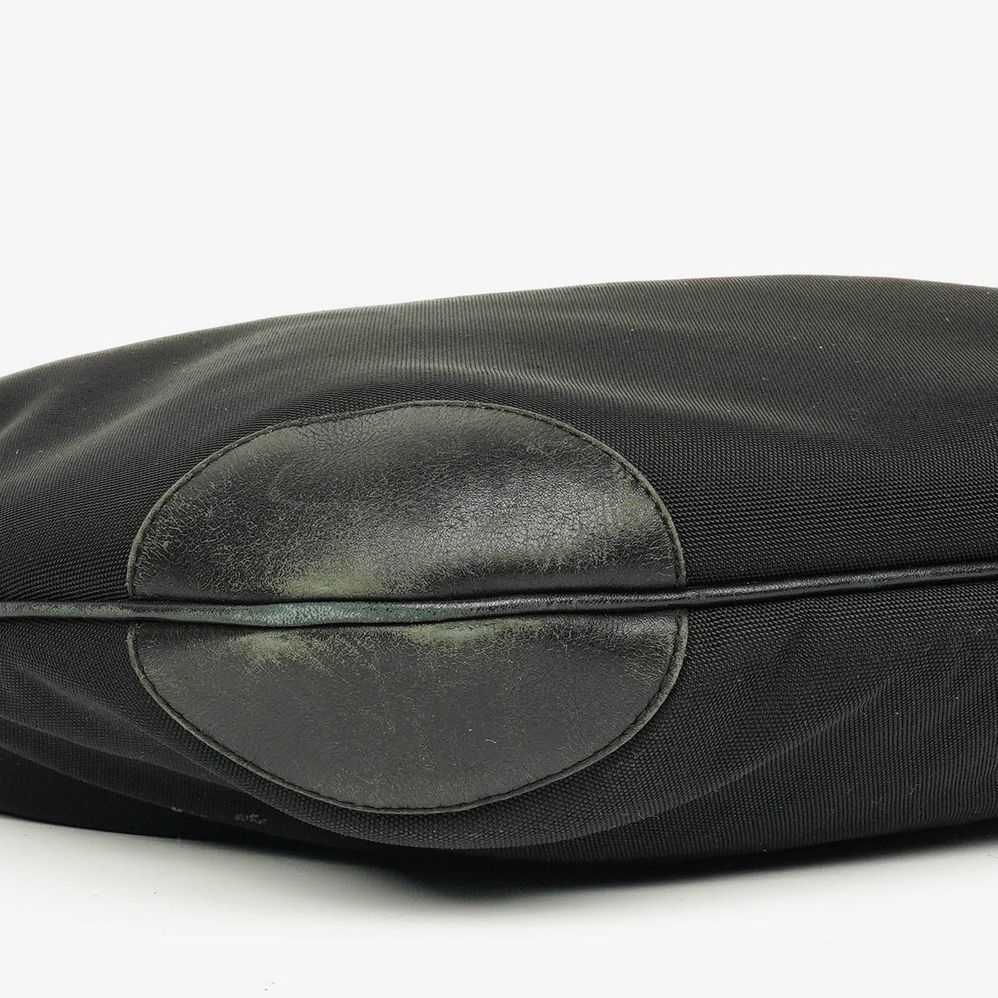 Gucci Black Nylon Leather Braided Handle Ring Hobo Bag
