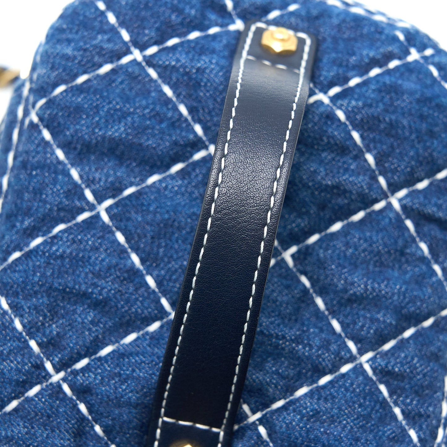 Chanel Top Handle Crossbody Vanity Case Denim Blue Brushed