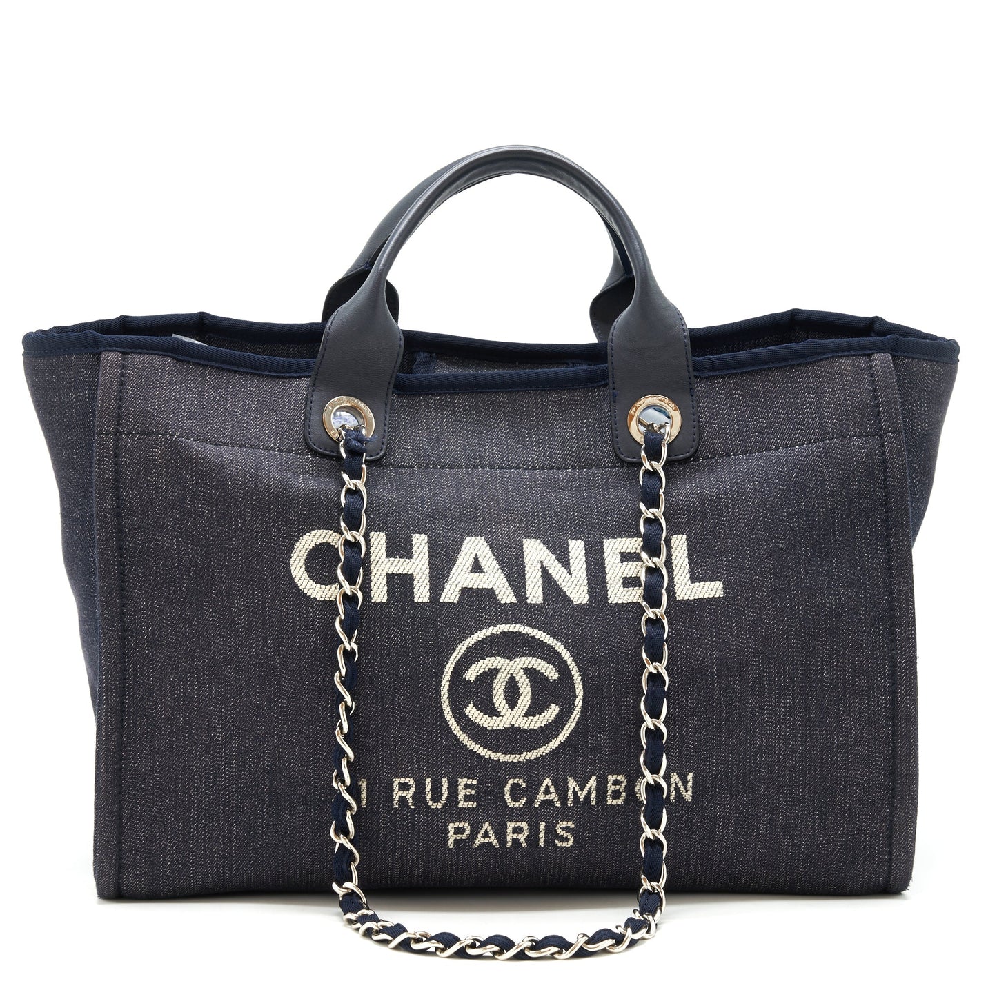 Chanel Large deauville Tote bag Denim Navy