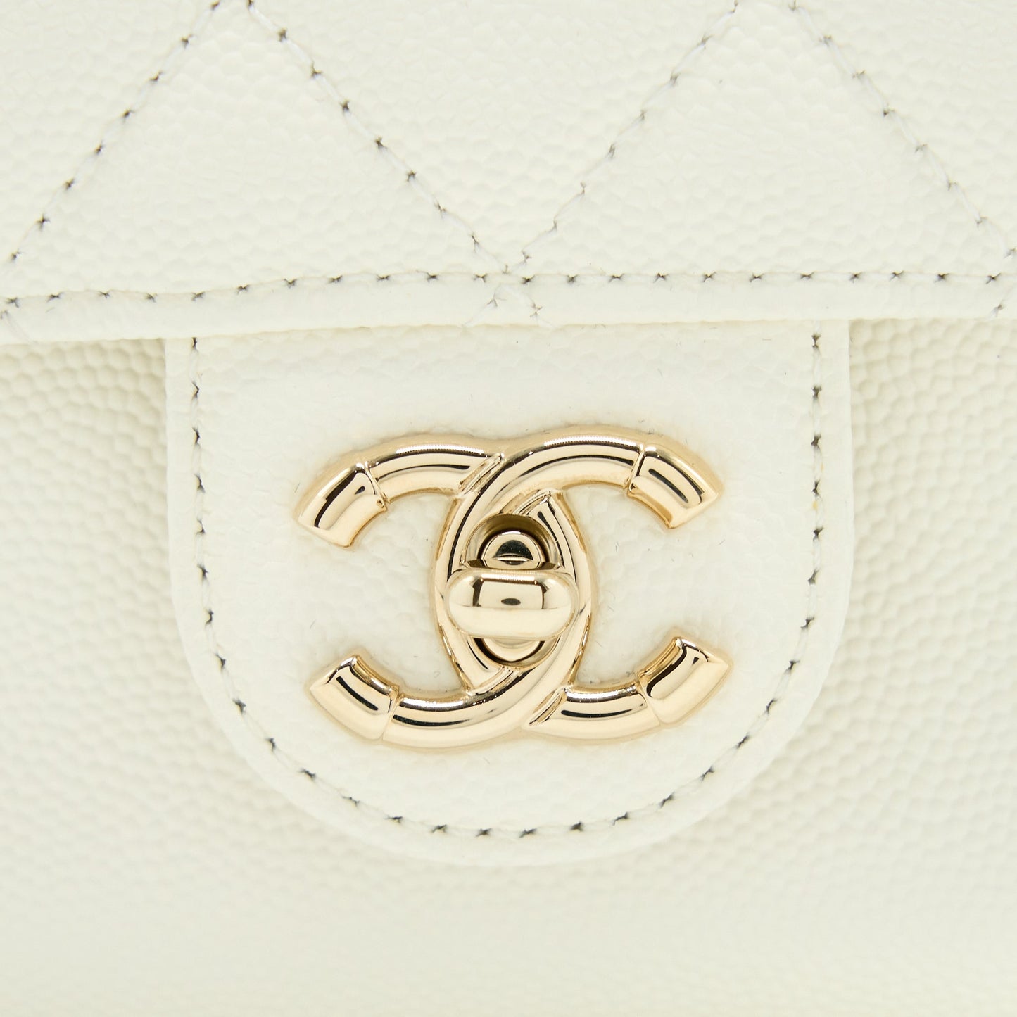 Chanel Quilted Mini CC Day Backpack Caviar White L
