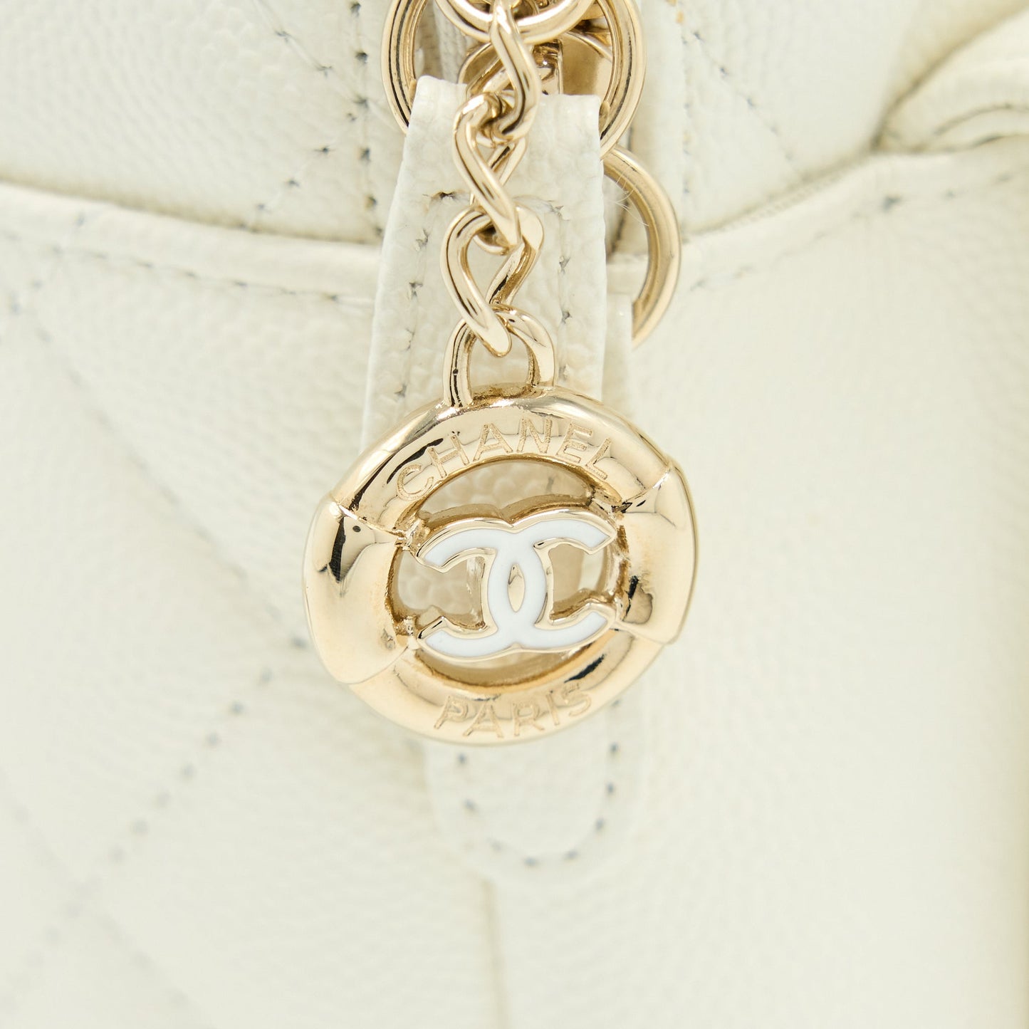 Chanel Quilted Mini CC Day Backpack Caviar White L